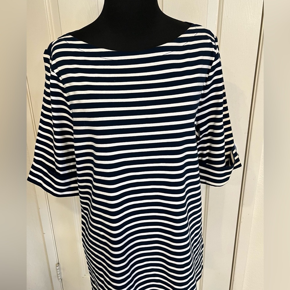 Lauren Ralph Lauren Navy and White Striped Tee - Picture 7 of 14